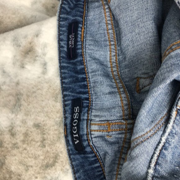 Vigoss Denim Blue Skirt Distressed Classic Fit W28 L15 NWT - Picture 11 of 12